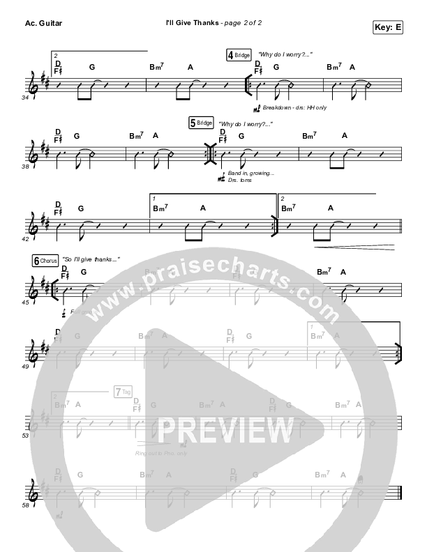 I'll Give Thanks (Live) Acoustic Guitar (Housefires / Kirby Kaple)