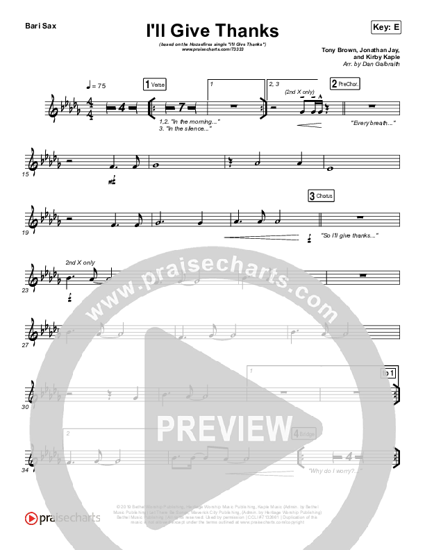 I'll Give Thanks (Live) Bari Sax (Housefires / Kirby Kaple)