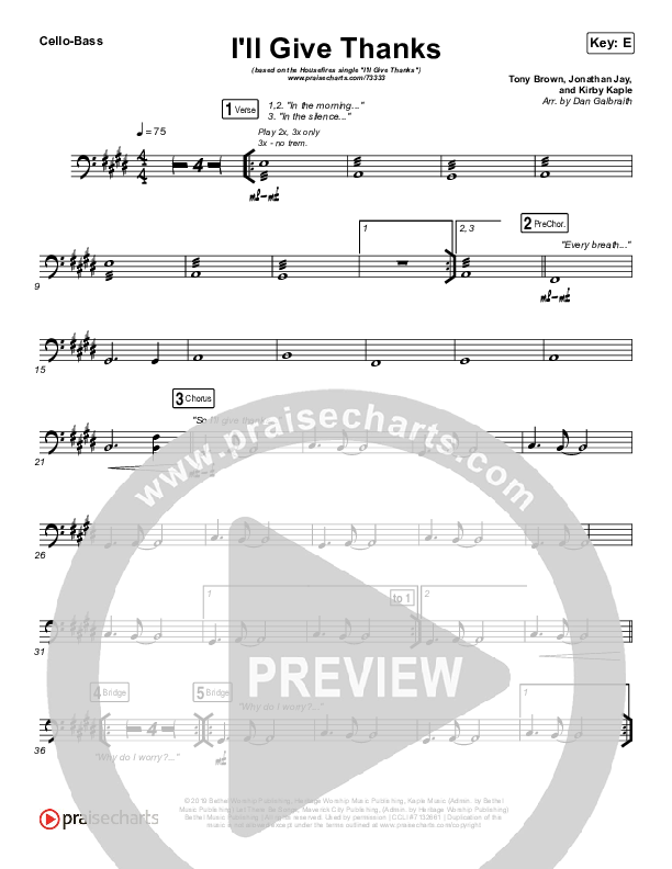 I'll Give Thanks (Live) Cello/Bass (Housefires / Kirby Kaple)