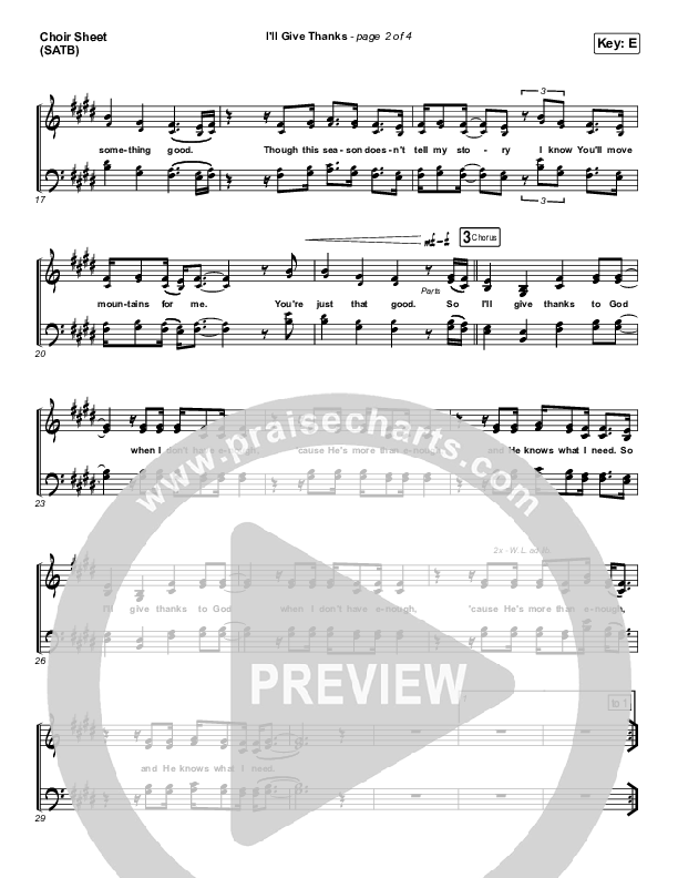 I'll Give Thanks (Live) Choir Sheet (SATB) (Housefires / Kirby Kaple)