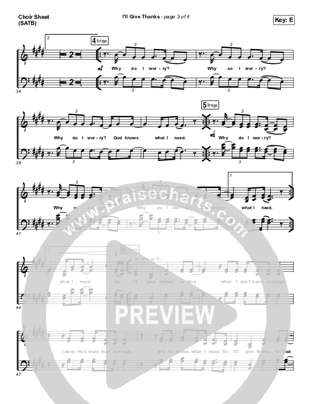 I'll Give Thanks (Live) Choir Sheet (SATB) (Housefires / Kirby Kaple)