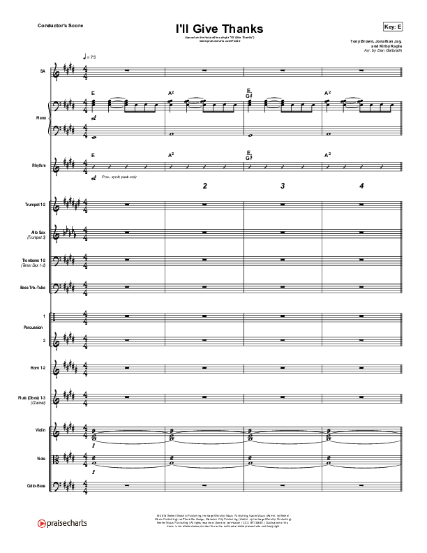 I'll Give Thanks (Live) Conductor's Score (Housefires / Kirby Kaple)