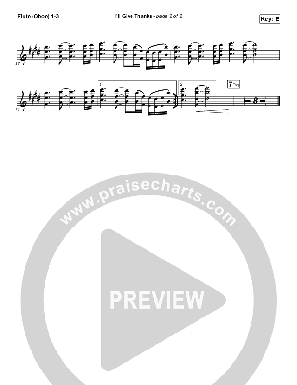 I'll Give Thanks (Live) Flute/Oboe 1/2/3 (Housefires / Kirby Kaple)