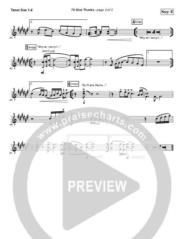 I'll Give Thanks (Live) Tenor Sax 1/2 (Housefires / Kirby Kaple)