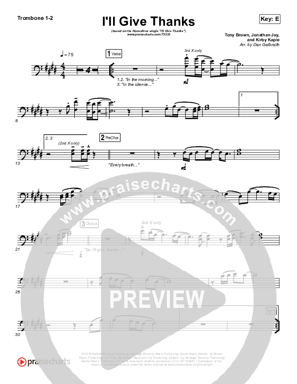 I'll Give Thanks (Live) Trombone 1/2 (Housefires / Kirby Kaple)