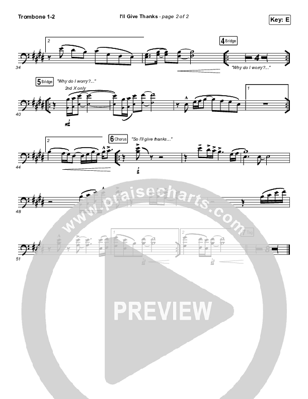 I'll Give Thanks (Live) Trombone 1/2 (Housefires / Kirby Kaple)