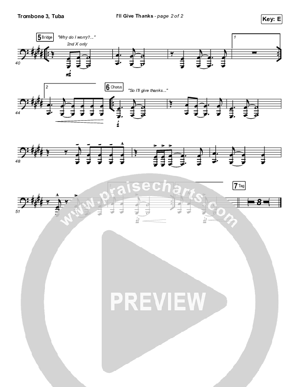 I'll Give Thanks (Live) Trombone 3/Tuba (Housefires / Kirby Kaple)