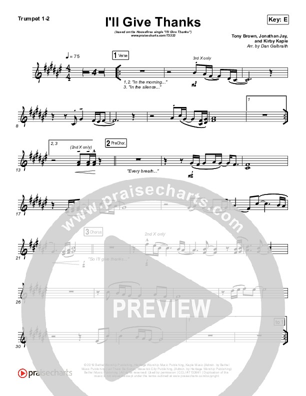 I'll Give Thanks (Live) Brass Pack (Housefires / Kirby Kaple)