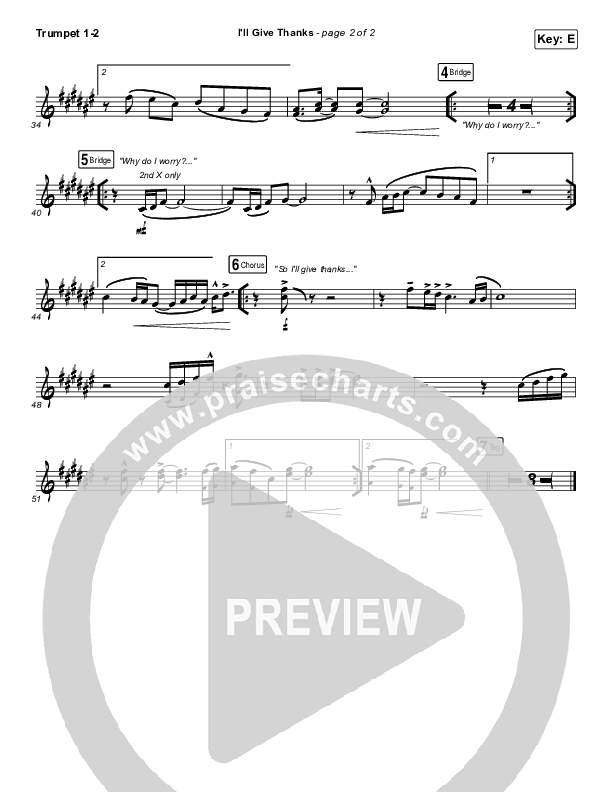 I'll Give Thanks (Live) Trumpet 1,2 (Housefires / Kirby Kaple)