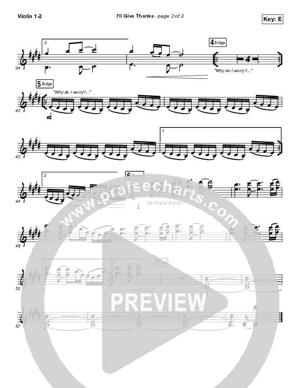 I'll Give Thanks (Live) Violin 1/2 (Housefires / Kirby Kaple)