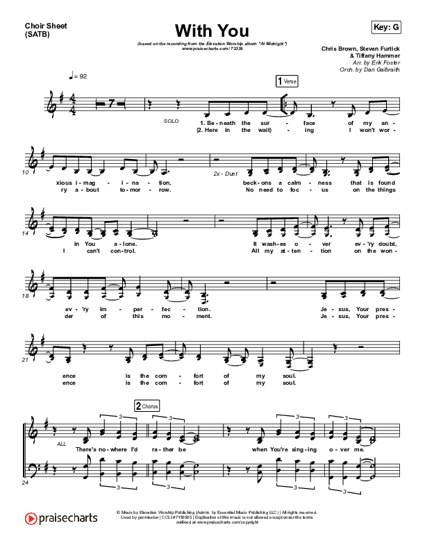 With You Choir Sheet (SATB) (Elevation Worship)