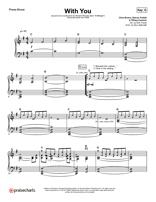 With You Piano Sheet (Elevation Worship)