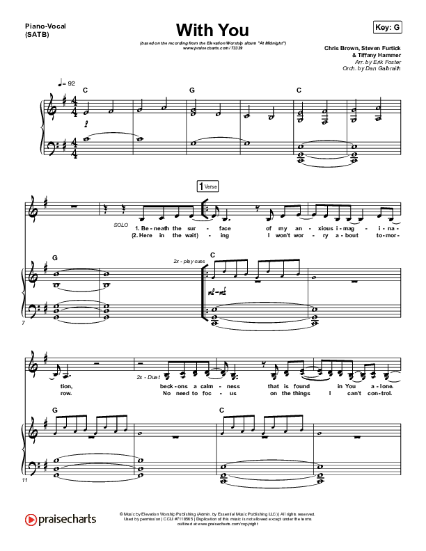 With You Piano/Vocal Pack (Elevation Worship)