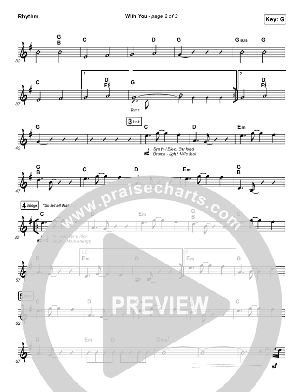 With You Rhythm Chart (Elevation Worship)