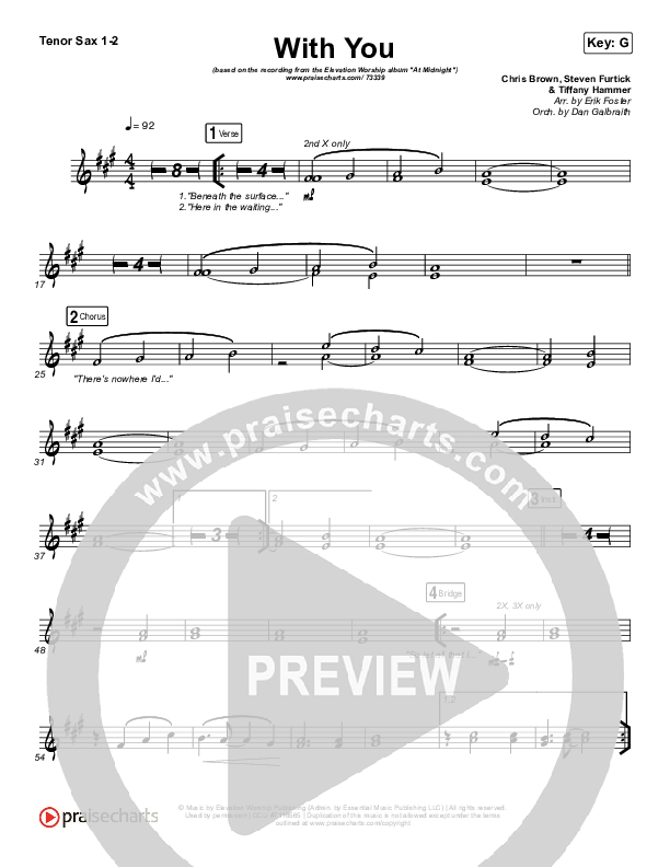With You Tenor Sax 1/2 (Elevation Worship)
