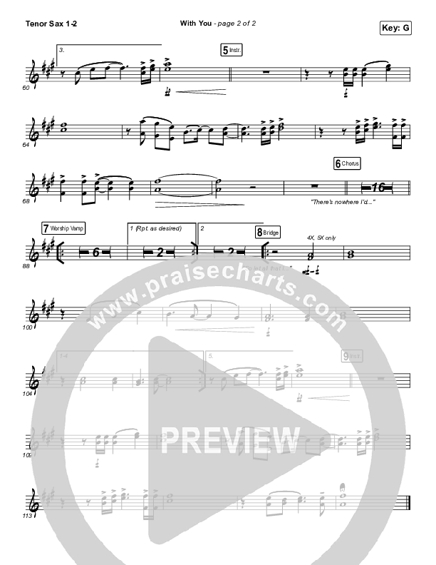 With You Tenor Sax 1/2 (Elevation Worship)