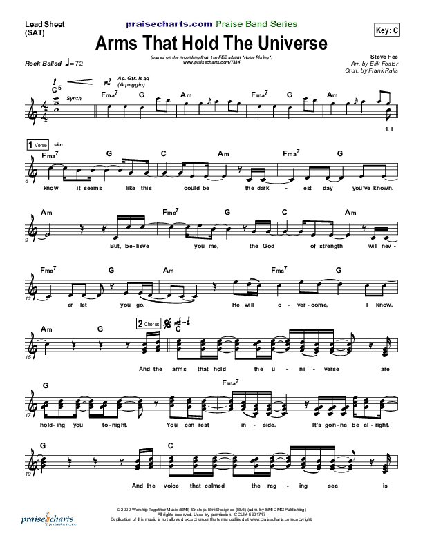 Arms That Hold The Universe Lead Sheet (FEE Band)
