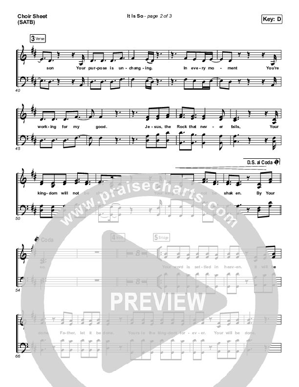 It Is So Choir Sheet (SATB) (Elevation Worship)