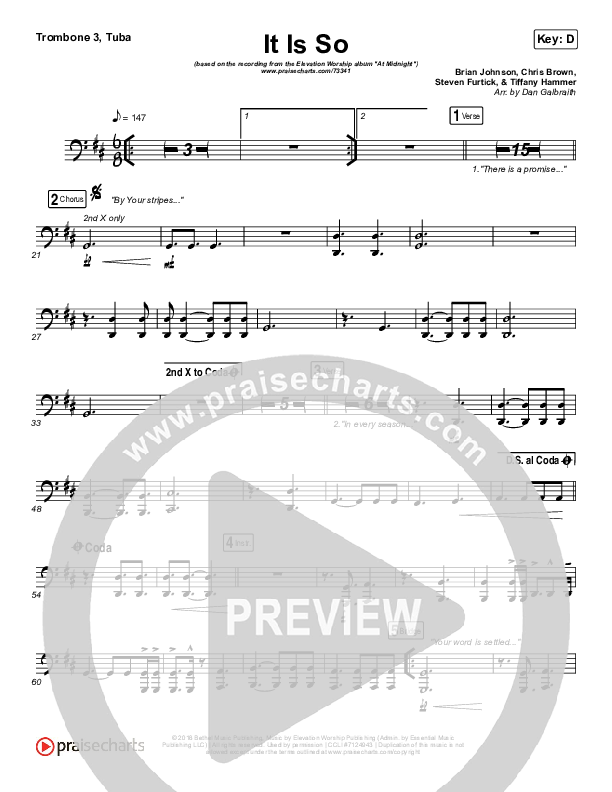 It Is So Trombone 3/Tuba (Elevation Worship)