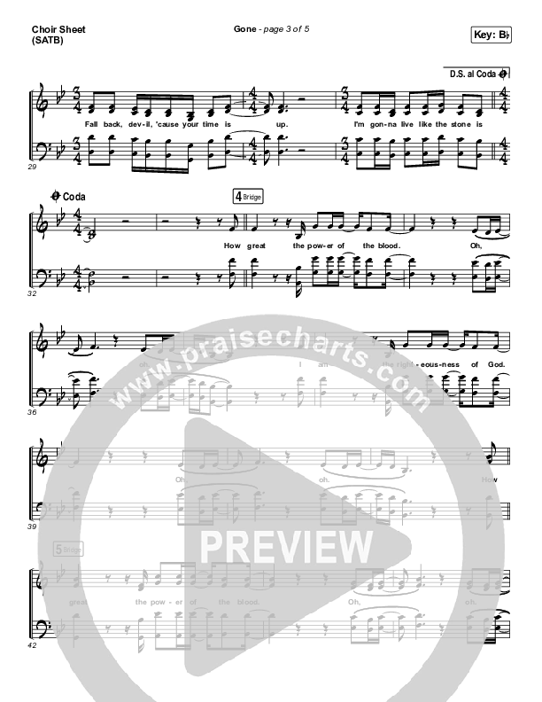 Gone Choir Sheet (SATB) (Elevation Worship)