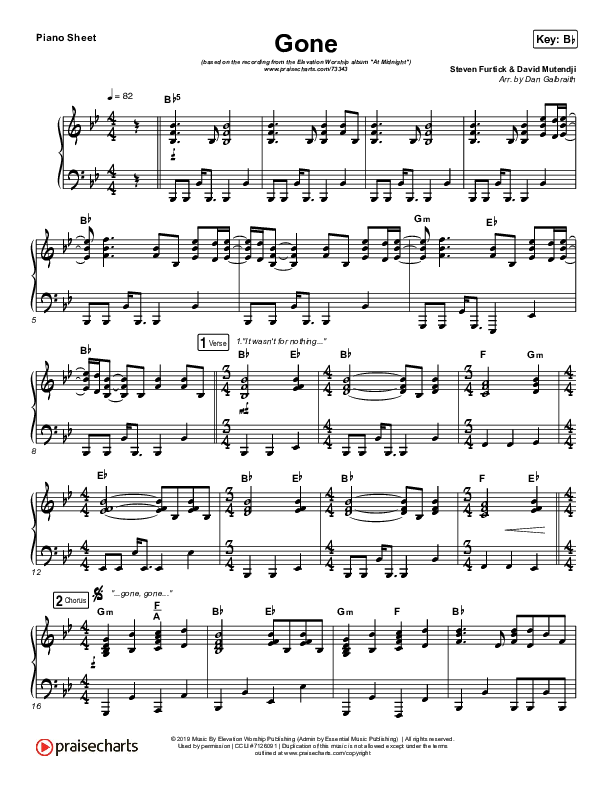 Gone Piano Sheet (Elevation Worship)