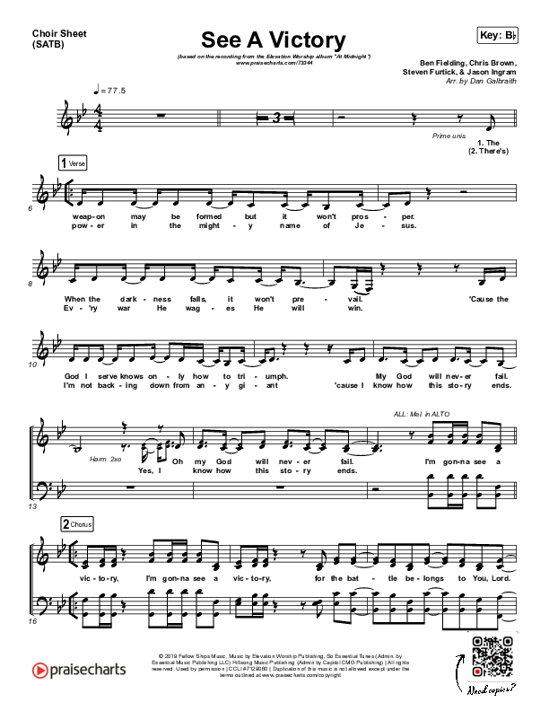 See A Victory Choir Sheet (SATB) (Elevation Worship)