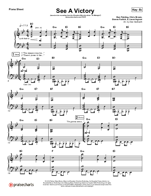 See A Victory Piano Sheet (Elevation Worship)
