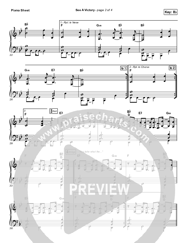 See A Victory Piano Sheet (Elevation Worship)