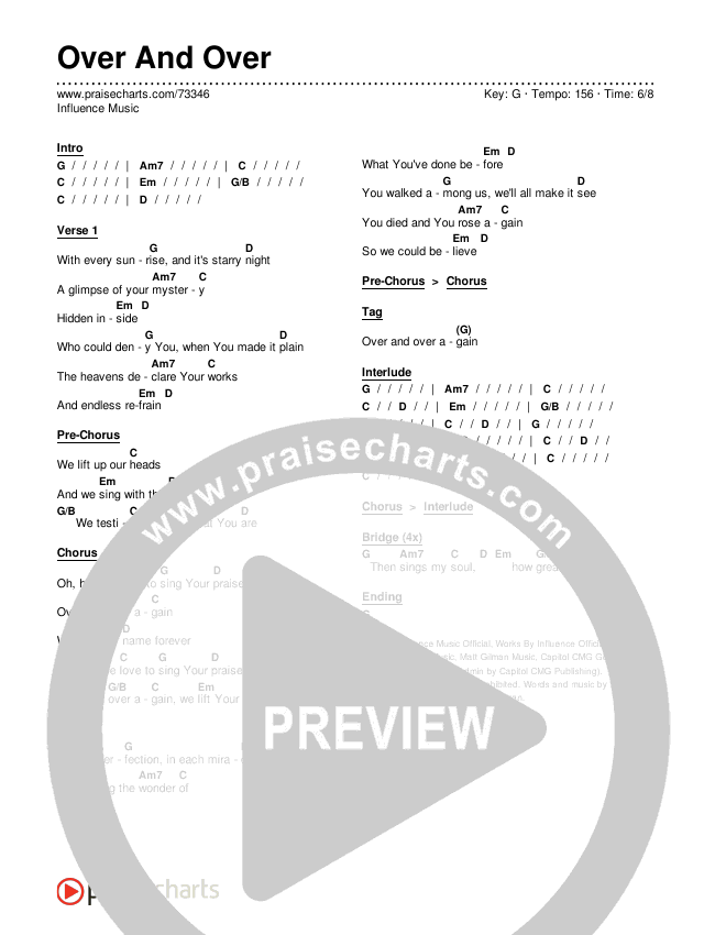 Over And Over Chords & Lyrics (Influence Music)