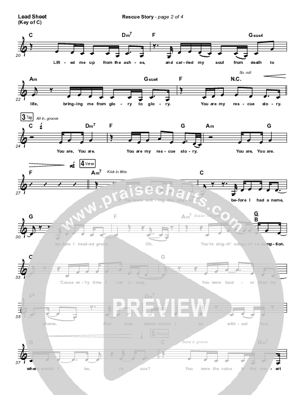 Rescue Story Lead Sheet (Melody) (Zach Williams)
