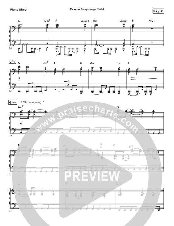 Rescue Story Piano Sheet (Zach Williams)