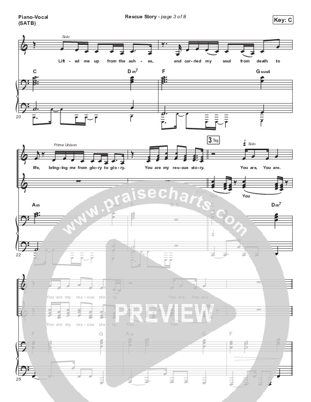 Rescue Story Piano/Vocal (SATB) (Zach Williams)