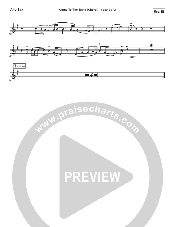 Come To The Table (Choral Anthem SATB) Alto Sax (Sidewalk Prophets / Arr. Luke Gambill)