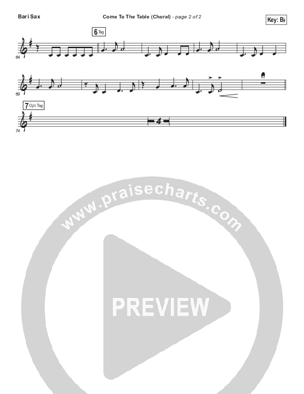 Come To The Table (Choral Anthem SATB) Bari Sax (Sidewalk Prophets / Arr. Luke Gambill)