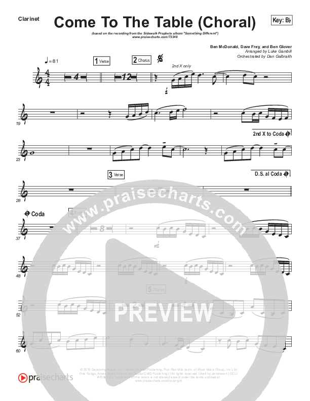 Come To The Table (Choral Anthem SATB) Wind Pack (Sidewalk Prophets / Arr. Luke Gambill)