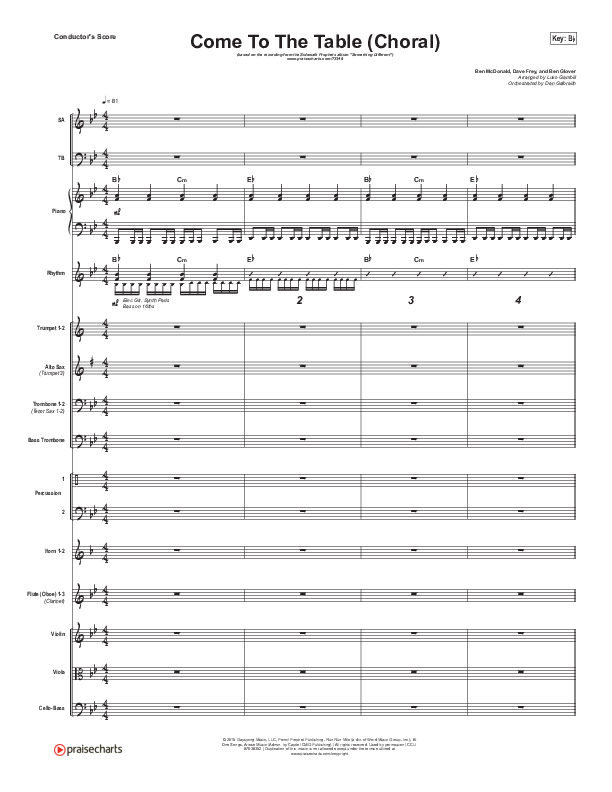 Come To The Table (Choral Anthem SATB) Conductor's Score (Sidewalk Prophets / Arr. Luke Gambill)