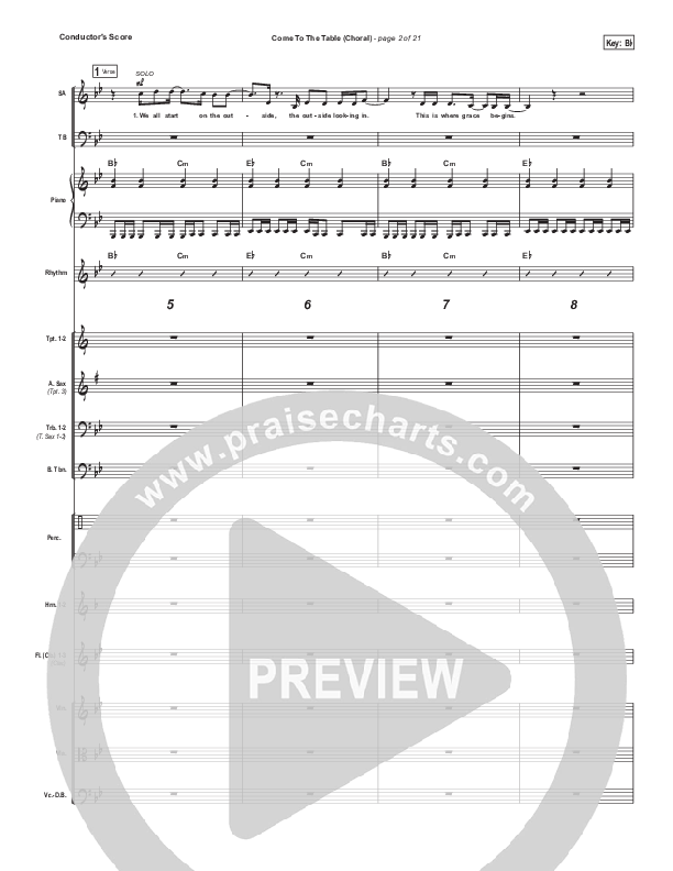 Come To The Table (Choral Anthem SATB) Conductor's Score (Sidewalk Prophets / Arr. Luke Gambill)