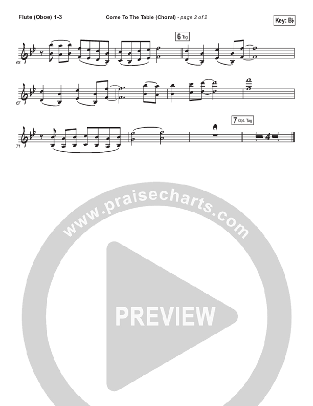 Come To The Table (Choral Anthem SATB) Flute/Oboe 1/2/3 (Sidewalk Prophets / Arr. Luke Gambill)