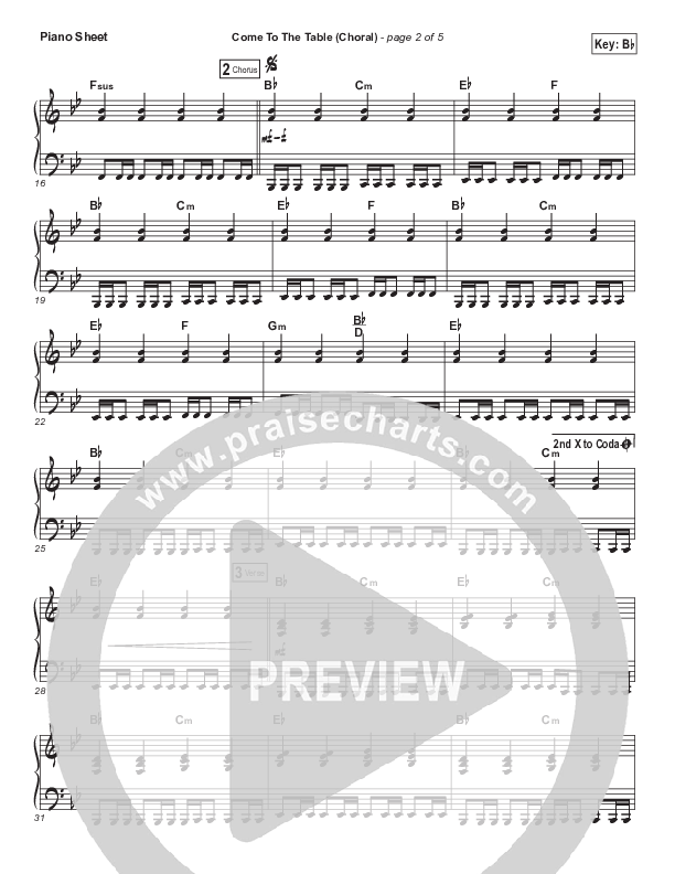Come To The Table (Choral Anthem SATB) Piano Sheet (Sidewalk Prophets / Arr. Luke Gambill)