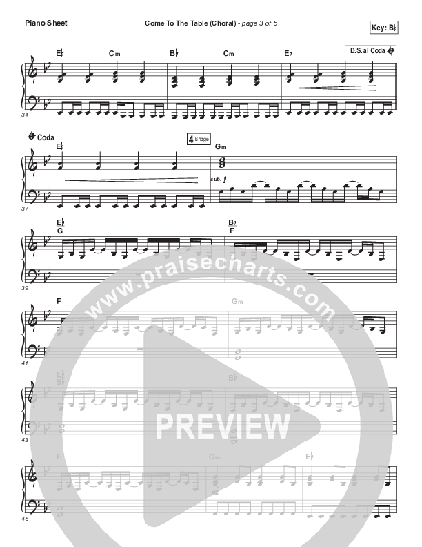 Come To The Table (Choral Anthem SATB) Piano Sheet (Sidewalk Prophets / Arr. Luke Gambill)