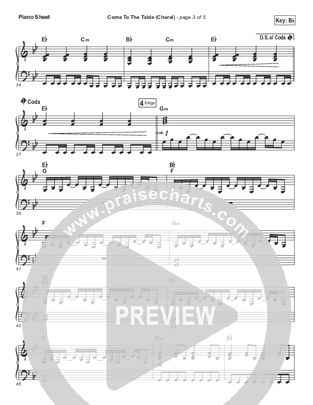 Come To The Table (Choral Anthem SATB) Piano Sheet (Sidewalk Prophets / Arr. Luke Gambill)