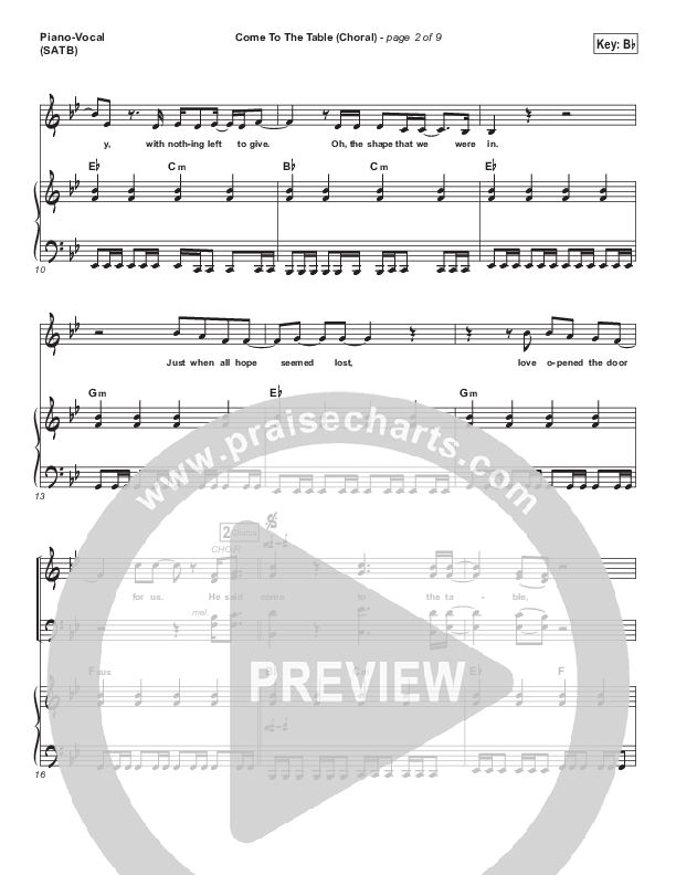 Come To The Table (Choral Anthem SATB) Piano/Vocal (SATB) (Sidewalk Prophets / Arr. Luke Gambill)