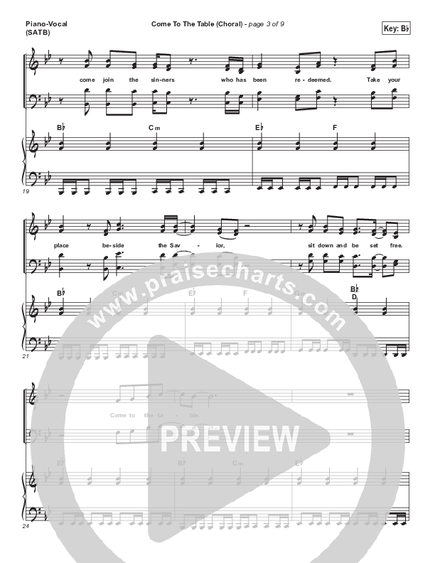 Come To The Table (Choral Anthem SATB) Piano/Vocal Pack (Sidewalk Prophets / Arr. Luke Gambill)
