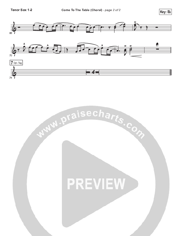 Come To The Table (Choral Anthem SATB) Tenor Sax 1/2 (Sidewalk Prophets / Arr. Luke Gambill)