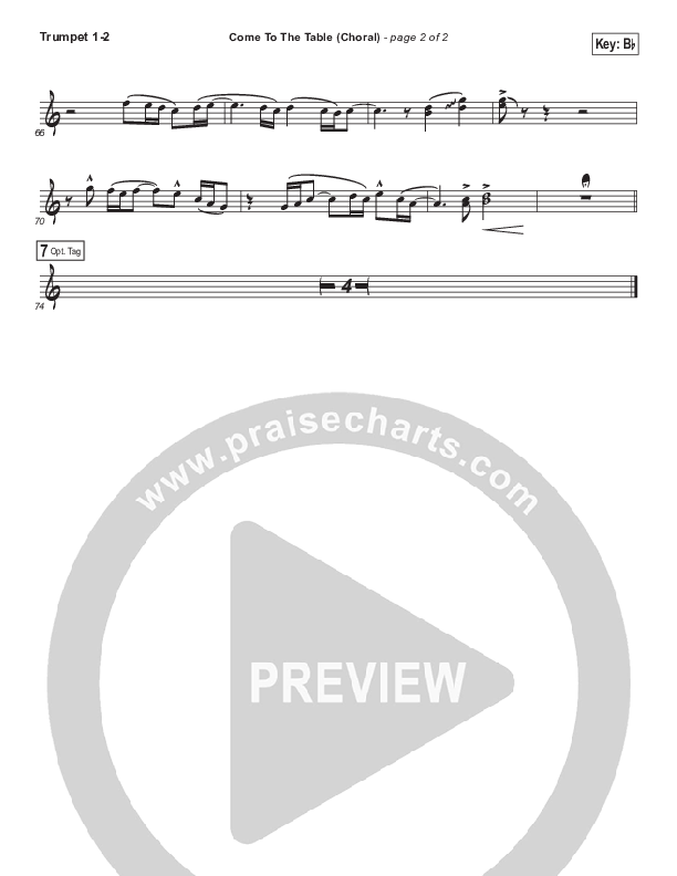 Come To The Table (Choral Anthem SATB) Trumpet 1,2 (Sidewalk Prophets / Arr. Luke Gambill)