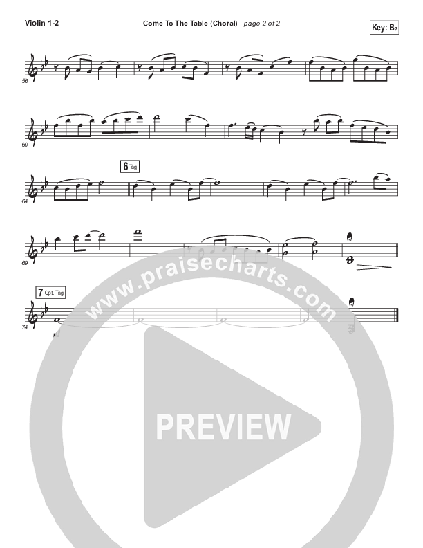 Come To The Table (Choral Anthem SATB) Violin 1/2 (Sidewalk Prophets / Arr. Luke Gambill)