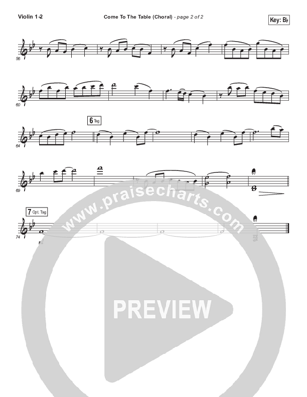 Come To The Table (Choral Anthem SATB) Violin 1/2 (Sidewalk Prophets / Arr. Luke Gambill)