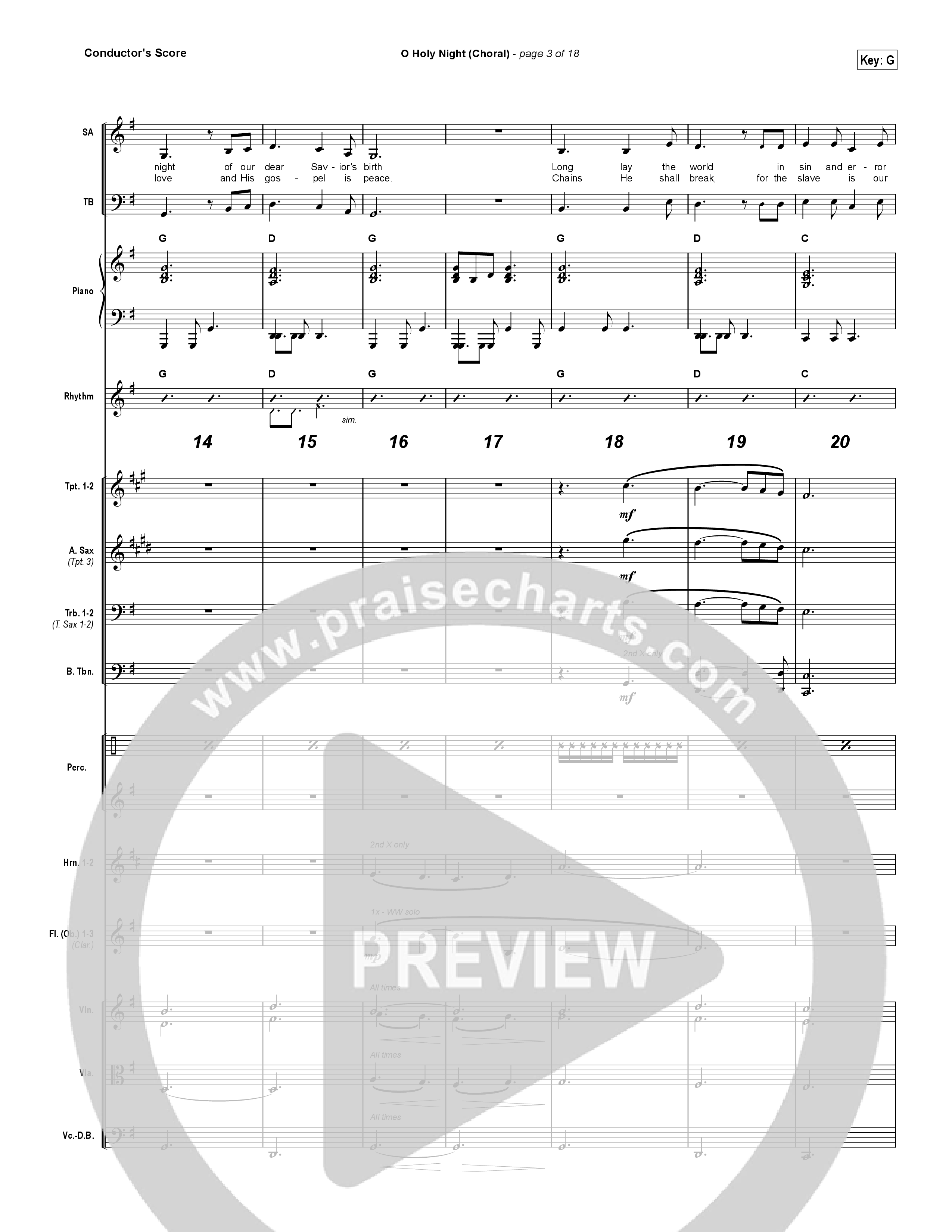 O Holy Night (Choral Anthem SATB) Conductor's Score (Hillsong Worship / Arr. Luke Gambill)