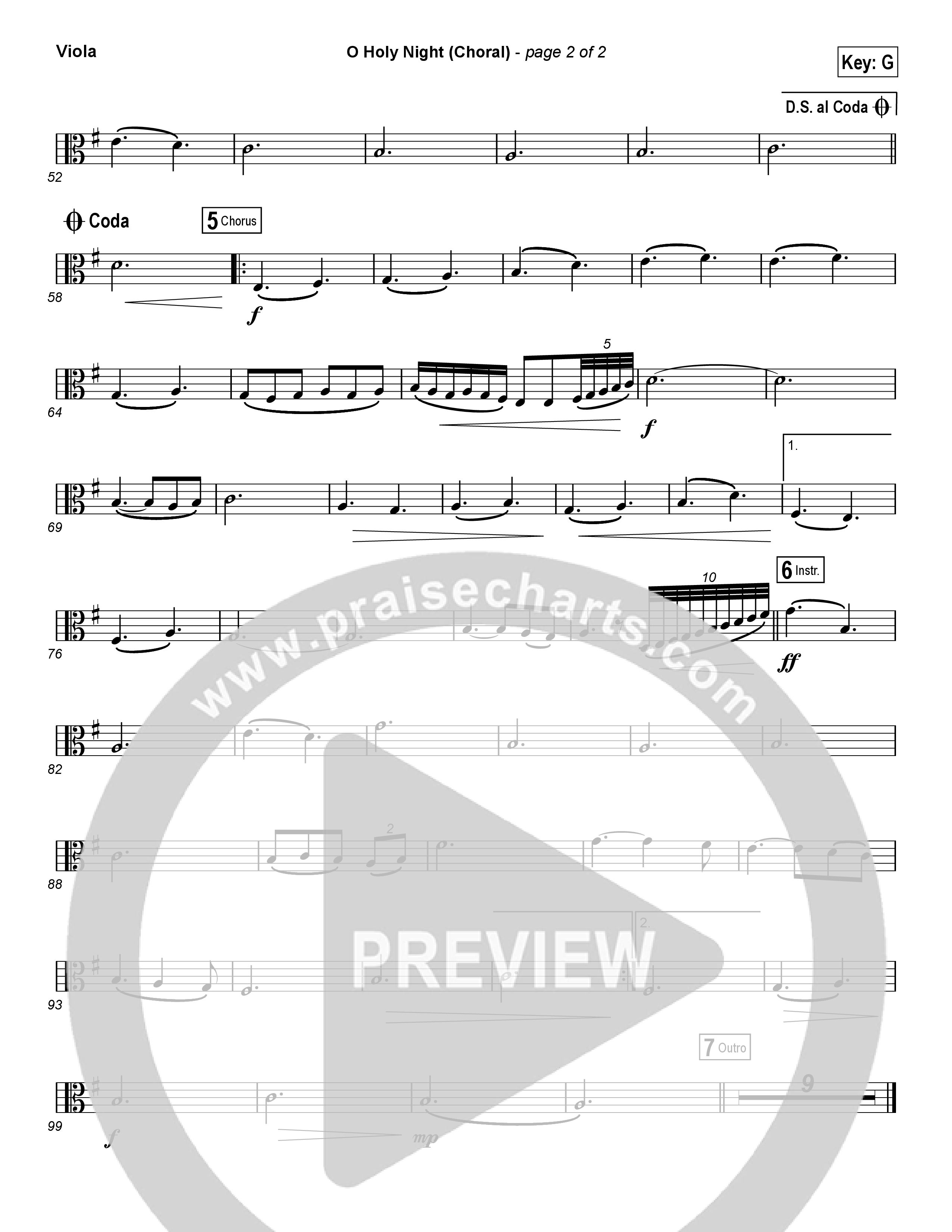 O Holy Night (Choral Anthem SATB) Viola (Hillsong Worship / Arr. Luke Gambill)