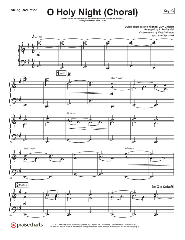 O Holy Night (Choral) String Pack (PraiseCharts Choral / Hillsong Worship / Arr. Luke Gambill)